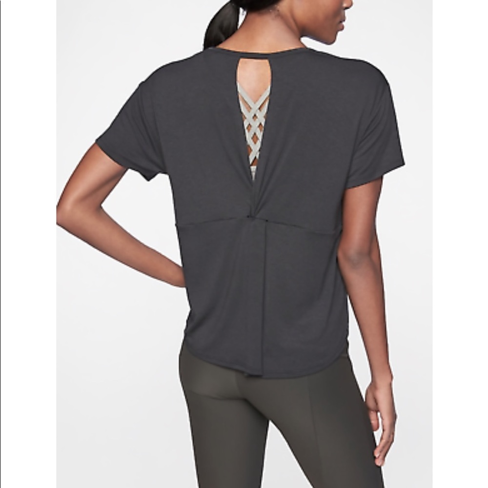 NWT Athleta Cloughlight Open Back Tee Black Size XSP Petite
